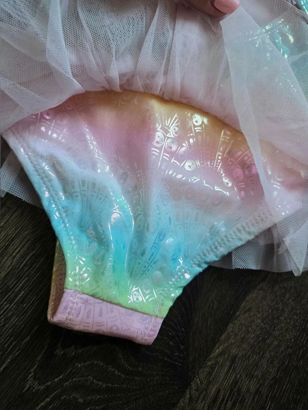 Penelope Mack pastel rainbow ruffle tutu one-piece swimsuit